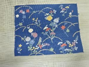 アンティーク　絽色紙に草花模様織出し名古屋帯